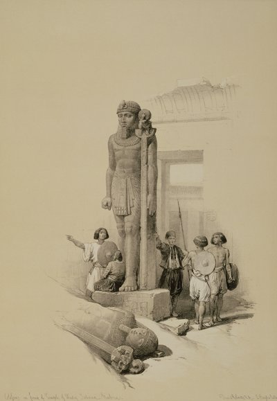 Colossus in Front of the Temple of Wady Sabona, Ethiopia by David Roberts